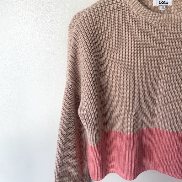 525, tan and pink 100%cotton XS cropped knit sweater - Picture 9 of 11